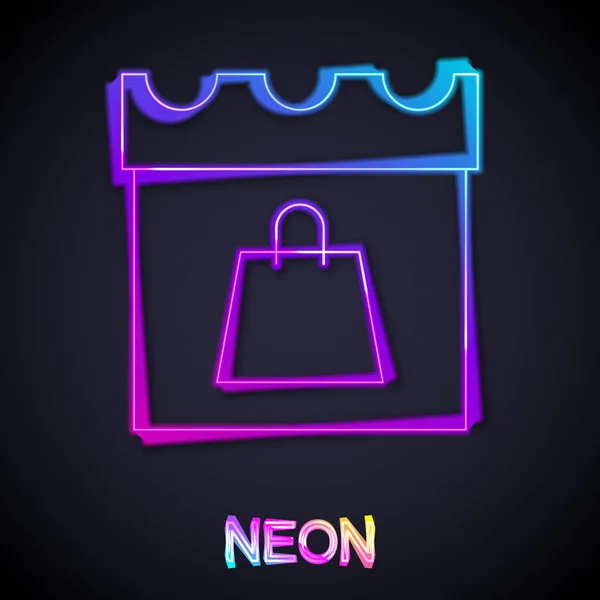 Glowing Neon Line Shopping Day Icon Isolated Black Background Vector — 스톡 벡터