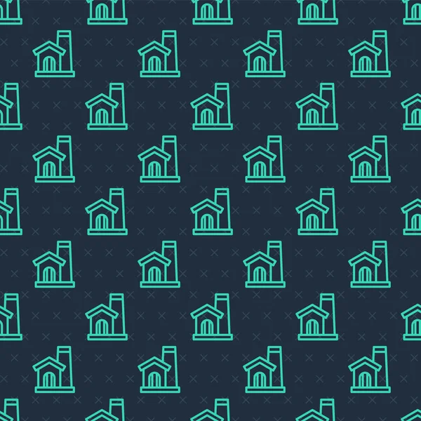 Yeşil çizgi Smithy atölye çalışması ikonu mavi arka planda izole edilmiş pürüzsüz desen. Vektör.