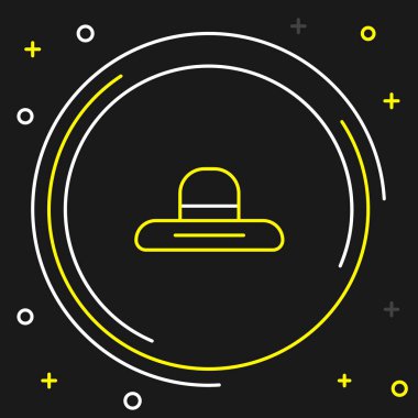 Çizgi bahçıvanı, çiftçi ya da tarımsal işçi şapkası ikonu siyah arka planda izole edilmiş. Renkli taslak konsepti. Vektör.