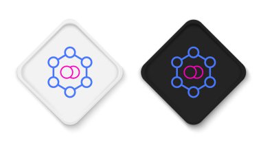 Molekül simgesi beyaz arkaplanda izole edildi. Kimya moleküllerinin yapısı, fen öğretmenlerinin yenilikçi eğitim posteri. Renkli taslak konsepti. Vektör.