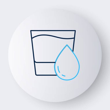 Beyaz arkaplanda izole edilmiş su ikonu olan çizgi camları. Soda bardağı. Renkli taslak konsepti. Vektör.