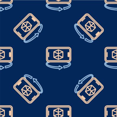 Satır 3d modelleme simgesi mavi arkaplanda izole edilmiş kusursuz desen. Artırılmış gerçeklik mi yoksa sanal gerçeklik mi? Vektör.