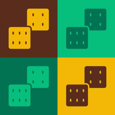 Pop Art Game zar simgesi renk arkaplanında izole edildi. Kumarhane kumarı. Vektör.