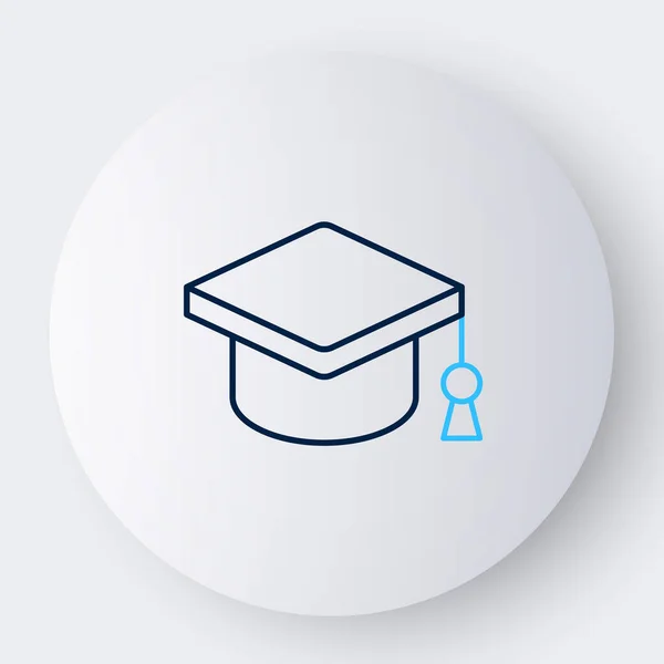 线条毕业帽图标孤立在白色背景上 有花生酱图标的毕业帽 五彩缤纷的概念 — 图库矢量图片