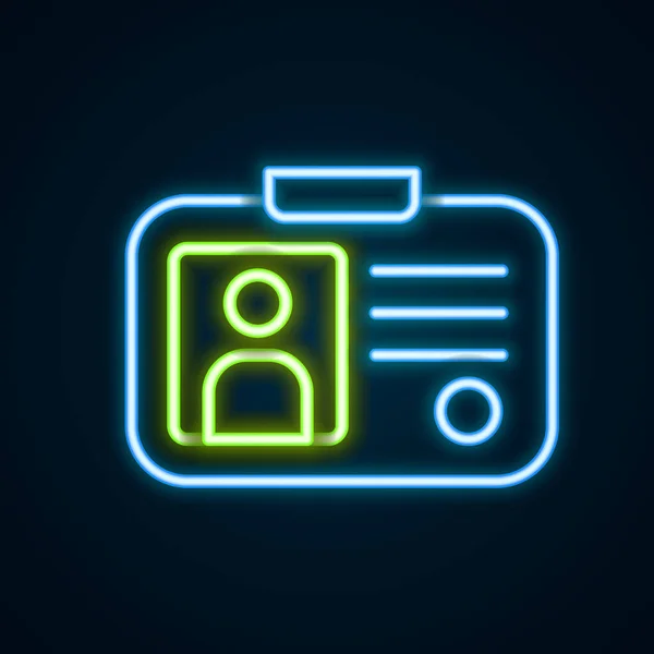Glowing Neon Line Taxi Driver License Icon Isolated Black Background —  Vetores de Stock