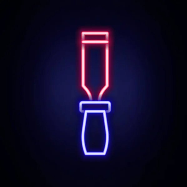 Glowing Neon Line Rasp Metal File Icon Isolated Brick Wall — Archivo Imágenes Vectoriales