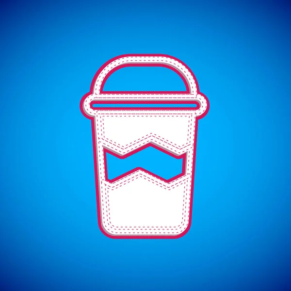 Tasse Café Blanc Pour Aller Icône Isolée Sur Fond Bleu — Image vectorielle
