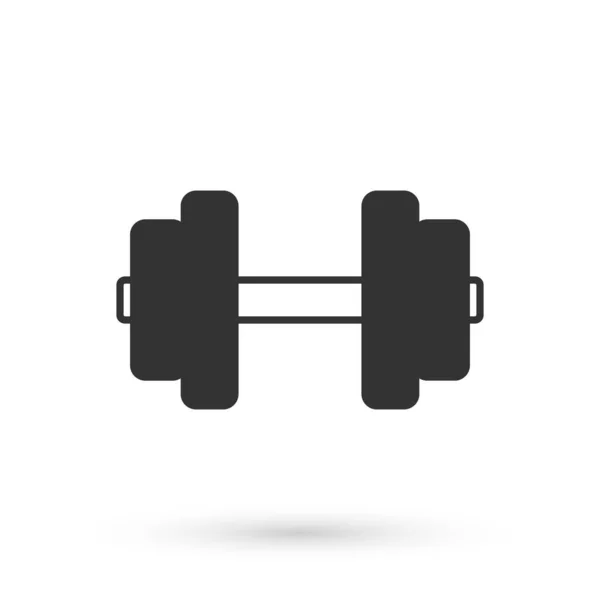 Grey Dumbbell Icon Isolated White Background Muscle Lifting Fitness Barbell — Stock Vector