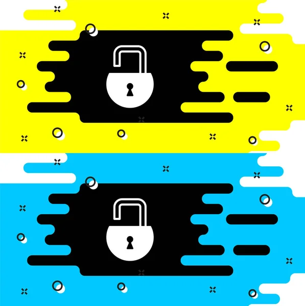 White Open Padlock Icon Isolated Black Background Opened Lock Sign — Archivo Imágenes Vectoriales