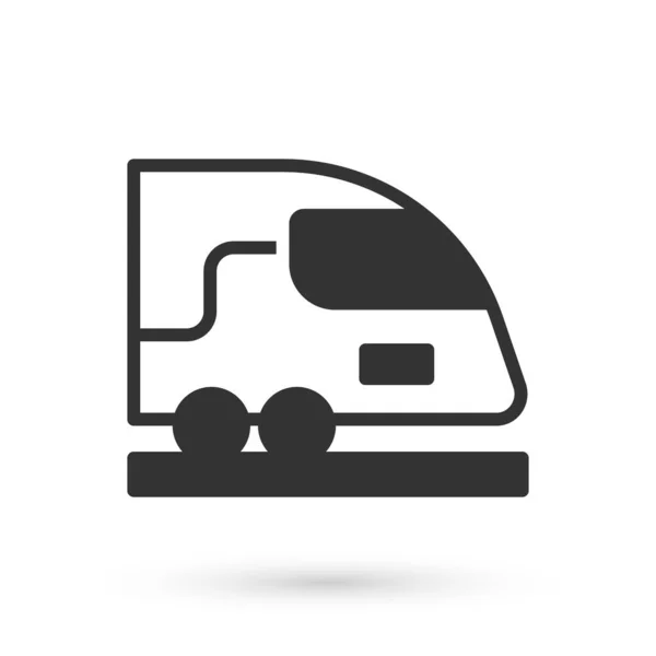 灰色高速列车图标隔离在白色背景 铁路旅游和铁路旅游 地铁或地铁简化了快速火车运输 — 图库矢量图片