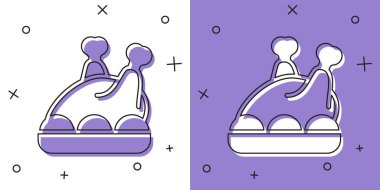 Beyaz ve mor arka planda izole edilmiş kızarmış hindi ya da tavuk ikonu. Mutlu Noeller ve mutlu yıllar. Vektör.