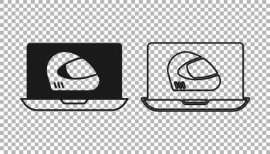 Şeffaf arkaplanda siyah yarış başlığı simgesi izole edildi. Olağanüstü bir spor. Spor malzemeleri. Vektör.