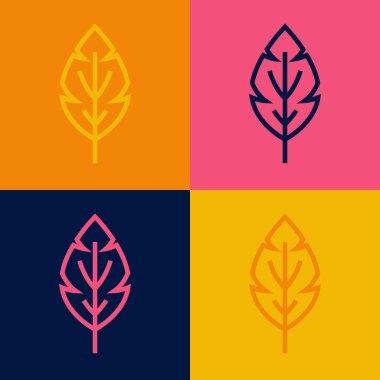 Pop sanat çizgisi Yaprak simgesi renk arkaplanında izole edildi. İşaret bırakıyor. Taze doğal ürün sembolü. Vektör.