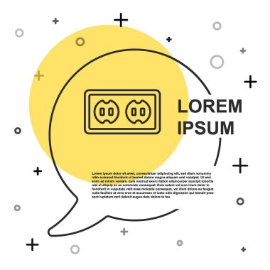 Siyah çizgi elektrik çıkış simgesi beyaz arkaplanda izole edildi. Elektrik prizi. Rosette sembolü. Rastgele dinamik şekiller. Vektör.