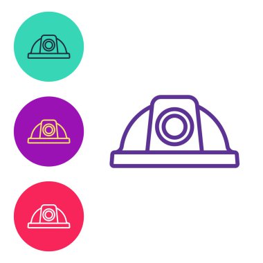 Beyaz arkaplanda İşçi Güvenlik Kask simgesi izole edildi. Simgeleri renklendirin. Vektör.