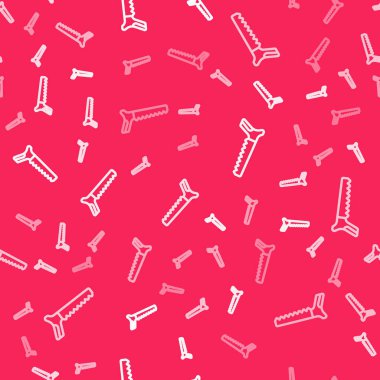 Beyaz çizgili El kırmızı arka planda izole edilmiş bir ikon gördü. Vektör.