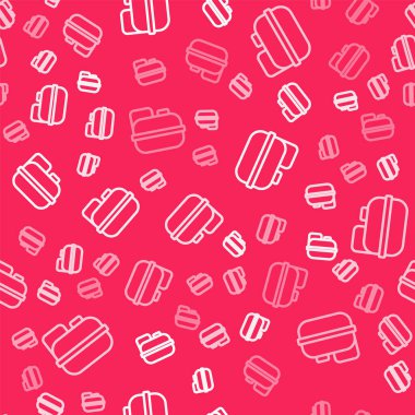 Benzin ikonu için beyaz çizgi teneke kutu kırmızı arka planda izole edilmiş pürüzsüz desen. Dizel gaz ikonu. Vektör.