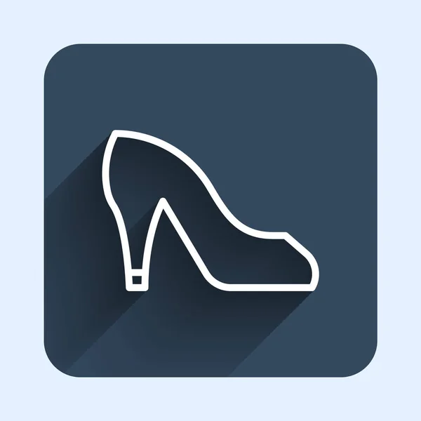 White Line Woman Shoe High Heel Icon Isolated Long Shadow — Stock Vector