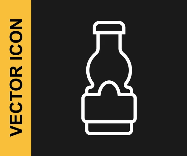 White Line Sauce Bottle Icon Isolated Black Background Ketchup Mustard — Stockvektor