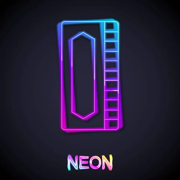 Linea Neon Luminosa Icona Harmonica Isolata Sfondo Nero Strumento Musicale — Vettoriale Stock