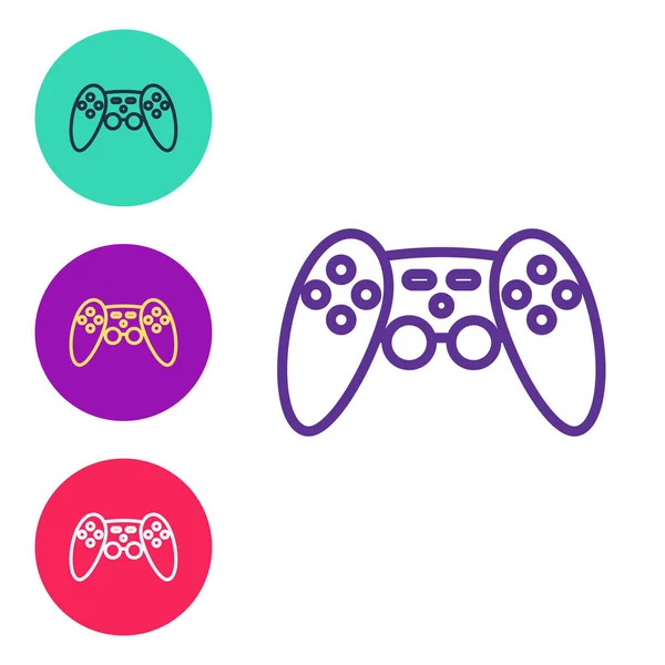 Set Line Gamepad Icon Isolated White Background Game Controller Set — Stock Vector