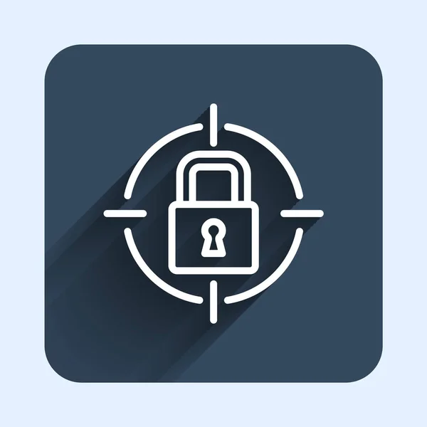 White Line Lock Icon Isolated Long Shadow Background Padlock Sign — Vector de stock