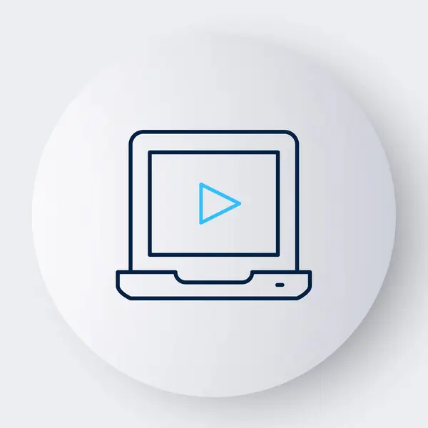 Line Online Spielen Video Symbol Isoliert Auf Weißem Hintergrund Laptop — Stockvektor