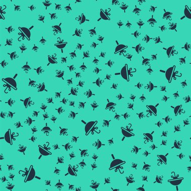 Black Washbasin with water tap icon isolated seamless pattern on green background.  Vector