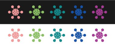 Bakteri simgesini siyah beyaz arkaplanda izole et. Bakteriler ve mikroorganizmalar, sebep olan mikroorganizma hastalıkları, hücre kanseri, mikrop, virüs, mantar. Vektör