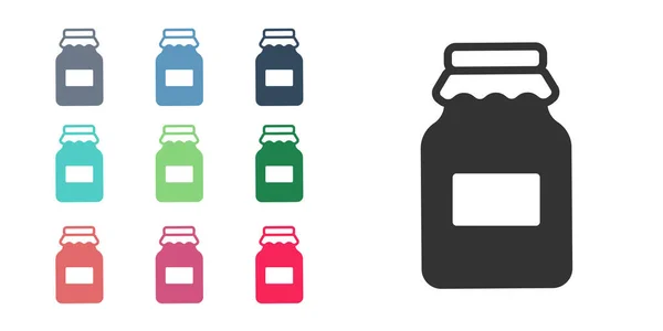 黑蜂蜜瓶图标分离在白色背景 食品银行 甜甜的天然食物的象征 设置彩色图标 — 图库矢量图片