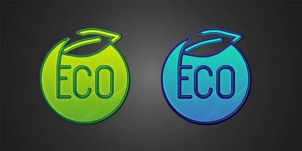 Green Blue Banner Label Tag Logo Eco Green Healthy Food — Vector de stock