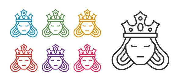 Принцесса Королева Своей Коронной Иконе Белом Фоне Средневековая Леди Набор — стоковый вектор