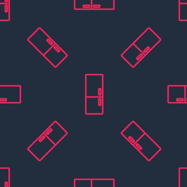 Kırmızı çizgi buzdolabı simgesi siyah arkaplanda izole edilmiş. Buzdolabı buzdolabı. Ev aletleri ve aletler. Vektör