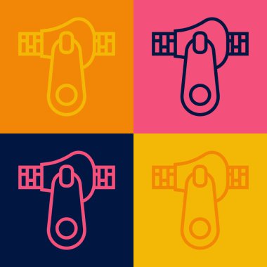 Pop Art Line Zipper simgesi renk arkaplanında izole edildi. Vektör