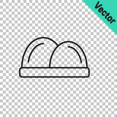 Şeffaf arkaplanda siyah çizgi suşi simgesi izole edildi. Geleneksel Japon yemekleri. Vektör