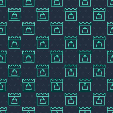 Yeşil Hat Alışveriş Günü simgesi mavi arka planda kusursuz desen izole etti. Vektör