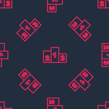 Kırmızı çizgi ödülü, spor ödüllü podyum ikonu siyah arka planda izole edilmiş. Vektör