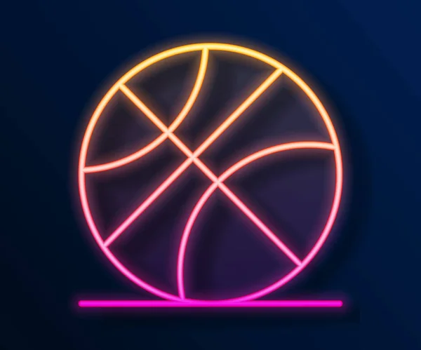 Zářící Neon Linka Basketbal Ikona Izolované Černém Pozadí Sportovní Symbol — Stockový vektor