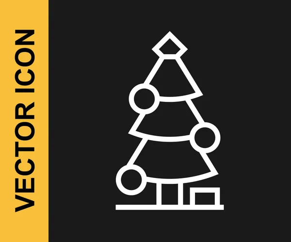 Árbol Navidad Línea Blanca Con Icono Decoraciones Aislado Sobre Fondo — Vector de stock