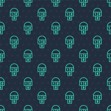 Yeşil çizgi seksek ikonu mavi arka planda kusursuz desen izole etti. Çocuklar için asfalt kaplama çizimi. Vektör