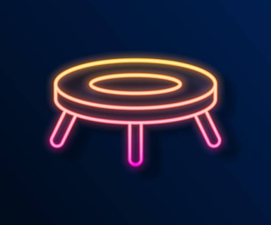 Parlayan neon hattı siyah arka planda izole edilmiş trambolin ikonu. Vektör