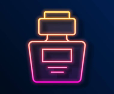 Parlayan neon hattı Parfüm ikonu siyah arkaplanda izole edildi. Vektör