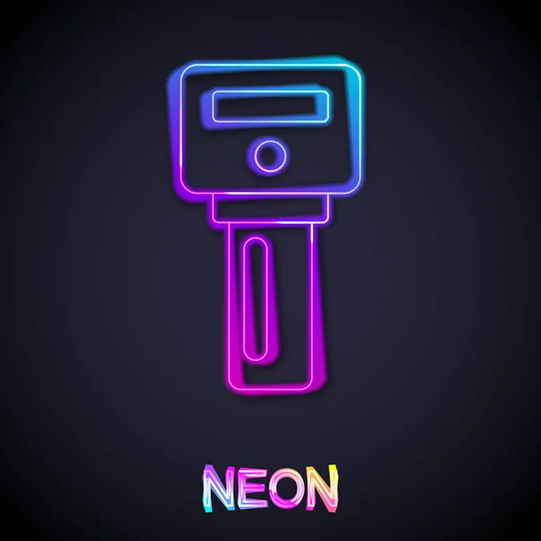 Glowing Neon Line Car Key Remote Icon Isolated Black Background — Stock Vector