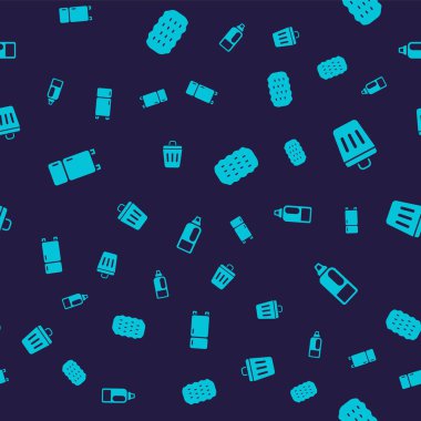 Buzdolabını, çöp tenekesini, süngeri ve şişeyi kusursuz desenli deterjana ayarla. Vektör