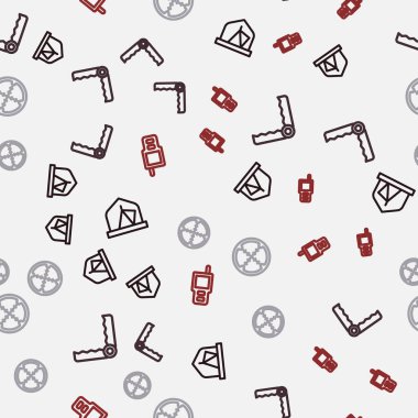 Keskin nişancı optik görüşü ve telsiz telsizi için turist çadırı tuzağı kurun. Vektör.