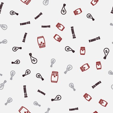 Bandura Flüt Gitarı ve Conga davullarını kusursuz şekilde ayarlayın. Vektör.