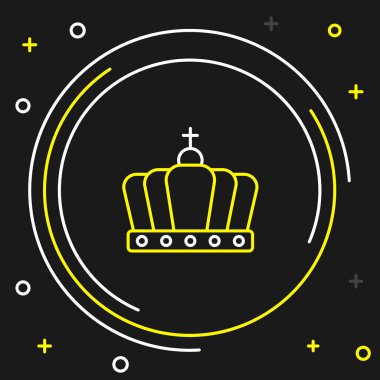 King çizgisi simgesi siyah arkaplanda izole edildi. Renkli taslak konsepti. Vektör.