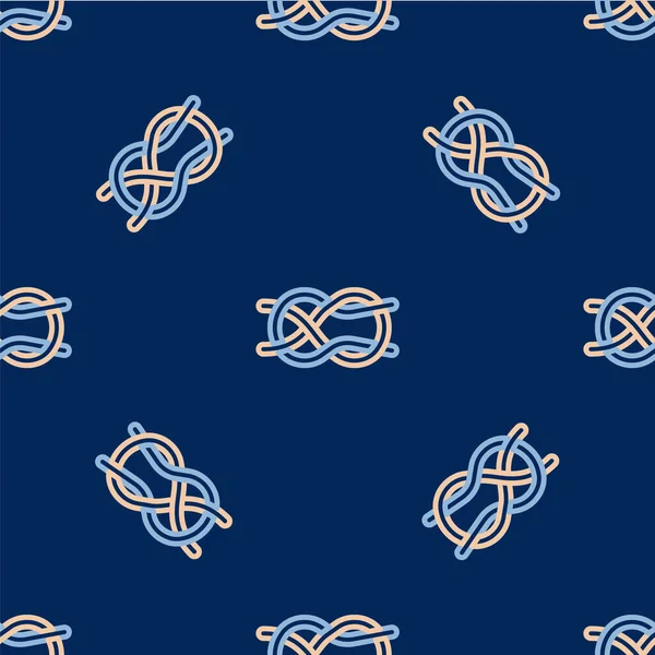 Line Nautical Rope Knots Icon Isolated Seamless Pattern Blue Background — Stock Vector