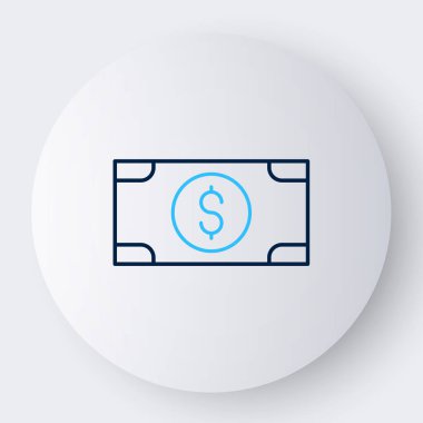 Line Stacks kağıt para para ikonu beyaz arka planda izole. Para desteleri. Para birimi. Renkli taslak konsepti. Vektör.