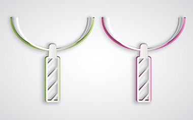 Gri arkaplanda kolye simgesinde kağıt kesiği var. Kağıt sanatı tarzı. Vektör.